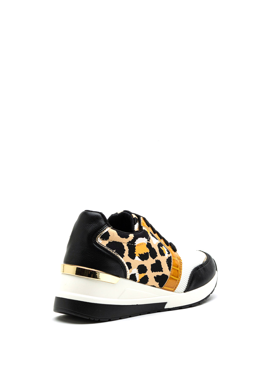 Menbur Animal Print Wedge Trainer, Black Multi