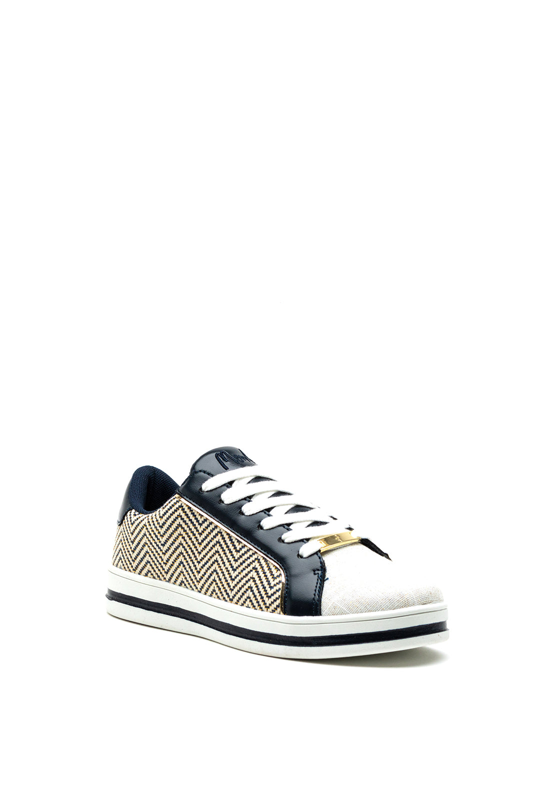 Menbur Metallic Thread Woven Trainer, Navy Multi