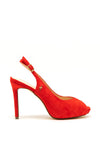 Menbur Suede Peep Toe Sling Back Heels, Red