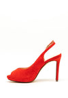 Menbur Suede Peep Toe Sling Back Heels, Red