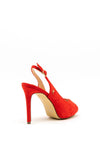 Menbur Suede Peep Toe Sling Back Heels, Red