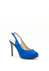 Menbur Suede Peep Toe Sling Back Heels, Blue