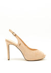 Menbur Suede Peep Toe Sling Back Heels, Nude