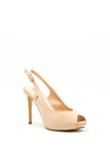 Menbur Suede Peep Toe Sling Back Heels, Nude