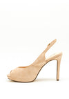 Menbur Suede Peep Toe Sling Back Heels, Nude