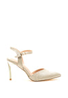 Menbur Shimmer Pointed Toe Gem Heel Court Shoes, Gold
