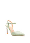Menbur Shimmer Pointed Toe Gem Heel Court Shoes, Green