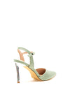 Menbur Shimmer Pointed Toe Gem Heel Court Shoes, Green