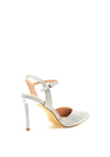 Menbur Shimmer Pointed Toe Gem Heel Court Shoes, Silver