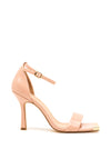 Menbur Croc Square Toe Heeled Sandals, Pink