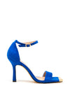 Menbur Faux Suede Square Toe Heeled Sandals, Blue