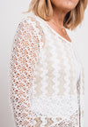 Meri Esca Crochet Knit Cardigan, White