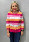 Micha Zig Zag Knitted Sweater, Pink & Orange