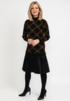 Micha Pleated Skirt Wool Rich Jumper Dress, Black Multi