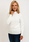Micha Quilted Pearl Detail Knit Jumper, Cream