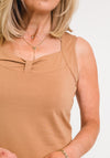 Micha Square Neck Tank Top, Brown