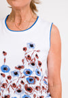 Leon Collection Floral Sleeveless Jumper, White & Blue