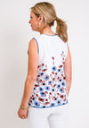 Leon Collection Floral Sleeveless Jumper, White & Blue