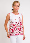 Leon Collection Floral Sleeveless Jumper, White & Pink