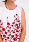 Leon Collection Floral Sleeveless Jumper, White & Pink