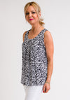 Leon Collection Abstract Print Vest Top, Black