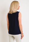 Leon Collection Dotty Print Pleated Tank Top, Navy