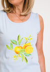 Leon Collection Lemon Print Tank Top, Blue