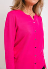 Leon Collection Button Trim Fine Knit Cardigan, Pink