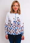 Leon Collection Floral Fine Knit Cardigan, White & Blue