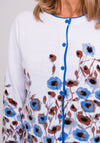 Leon Collection Floral Fine Knit Cardigan, White & Blue