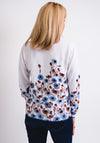Leon Collection Floral Fine Knit Cardigan, White & Blue