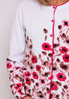 Leon Collection Floral Fine Knit Cardigan, White & Pink