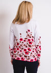 Leon Collection Floral Fine Knit Cardigan, White & Pink