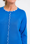 Leon Collection Scallop Trim Cardigan, Blue