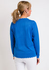 Leon Collection Scallop Trim Cardigan, Blue