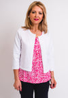 Leon Collection Embossed Print Short Cardigan, White