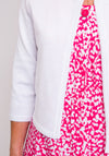 Leon Collection Embossed Print Short Cardigan, White