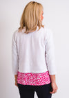 Leon Collection Embossed Print Short Cardigan, White