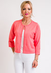 Leon Collection Embossed Print Short Cardigan, Coral