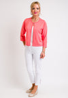 Leon Collection Embossed Print Short Cardigan, Coral