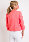 Leon Collection Embossed Print Short Cardigan, Coral