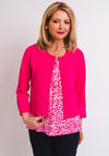 Leon Collection Embossed Print Short Cardigan, Pink
