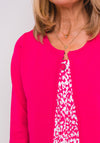 Leon Collection Embossed Print Short Cardigan, Pink