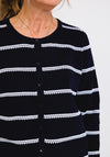 Leon Collection Embossed Stripe Cardigan, Navy