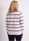 Leon Collection Embossed Stripe Cardigan, Pale Pink