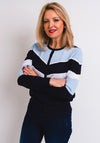 Leon Collection Colour Block Cardigan, Blue & Navy