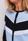 Leon Collection Colour Block Cardigan, Blue & Navy