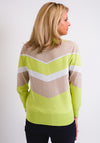 Leon Collection Colour Block Cardigan, Lime & Beige