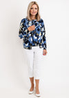 Micha Fine Knit Floral Cardigan, Blue Multi