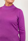 Micha High Collar Fine Knit Jumper, Purple